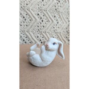 Vintage Gladys N 1991 Ceramic Bunny Rabbit Figurine Egg Holder Easter Decor